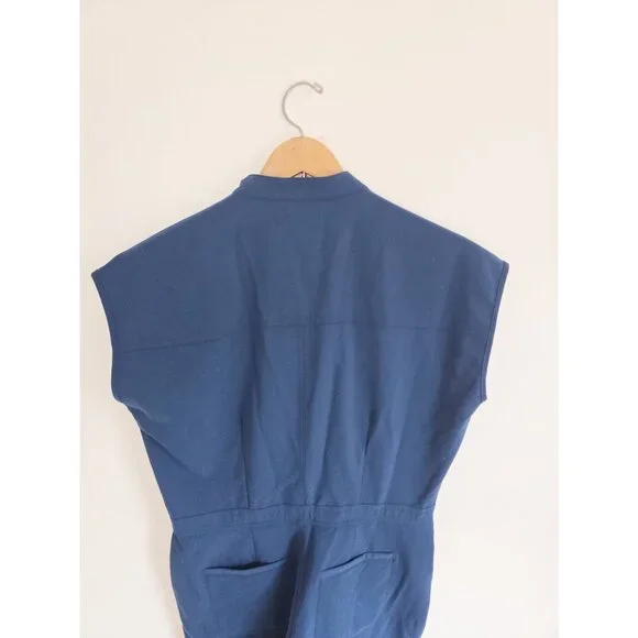 FIGS Rafaela Cargo Scrub Jumpsuit Deep Reef Blue Orange L Large Short Sleeves - Picture 10 of 10